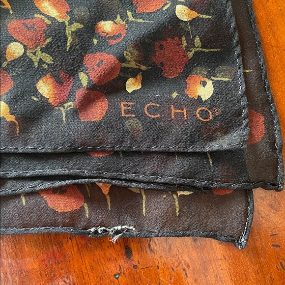 Silk Scarf - black with rust and gold floral - Picture 3 of 3